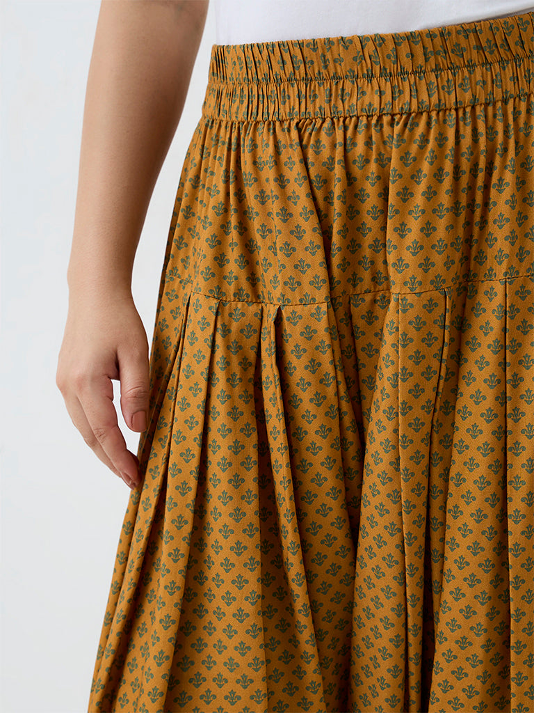 Diza Mustard Floral Printed Farshi Salwar