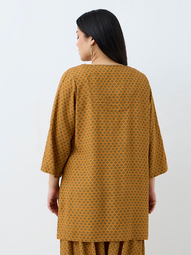 Diza Mustard Floral Printed Kurti