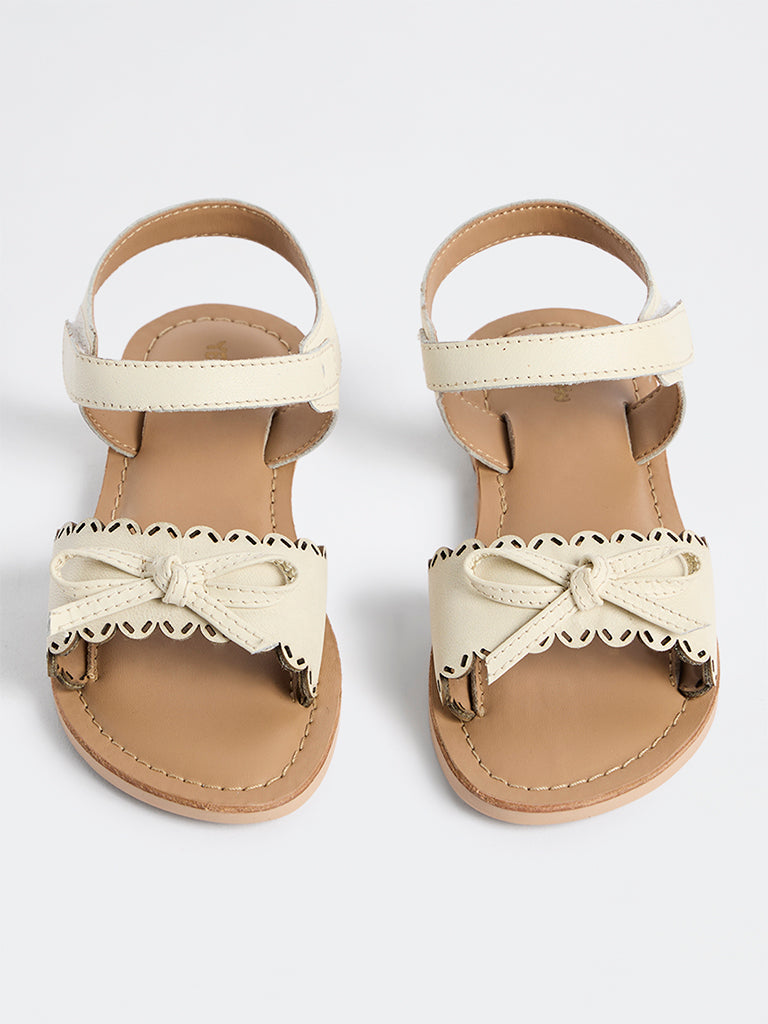 Yellow Ivory Bow-Detailed Sandals