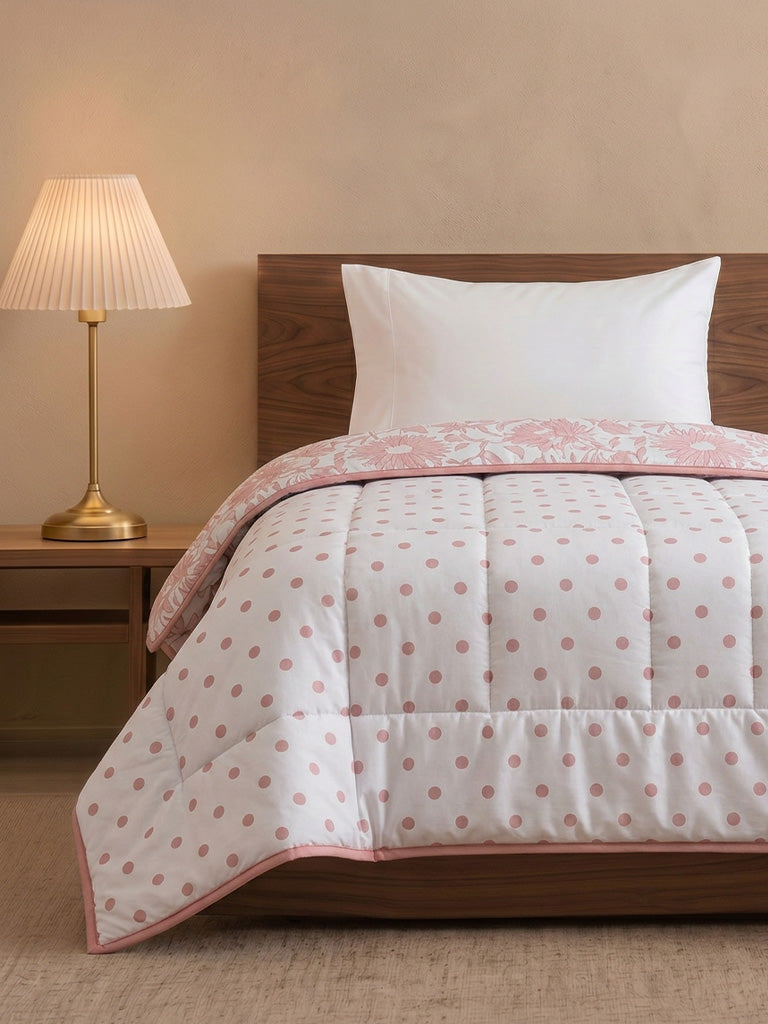 Westside Home Pink Sunflower Reversible Quilted Single Bed Comforter