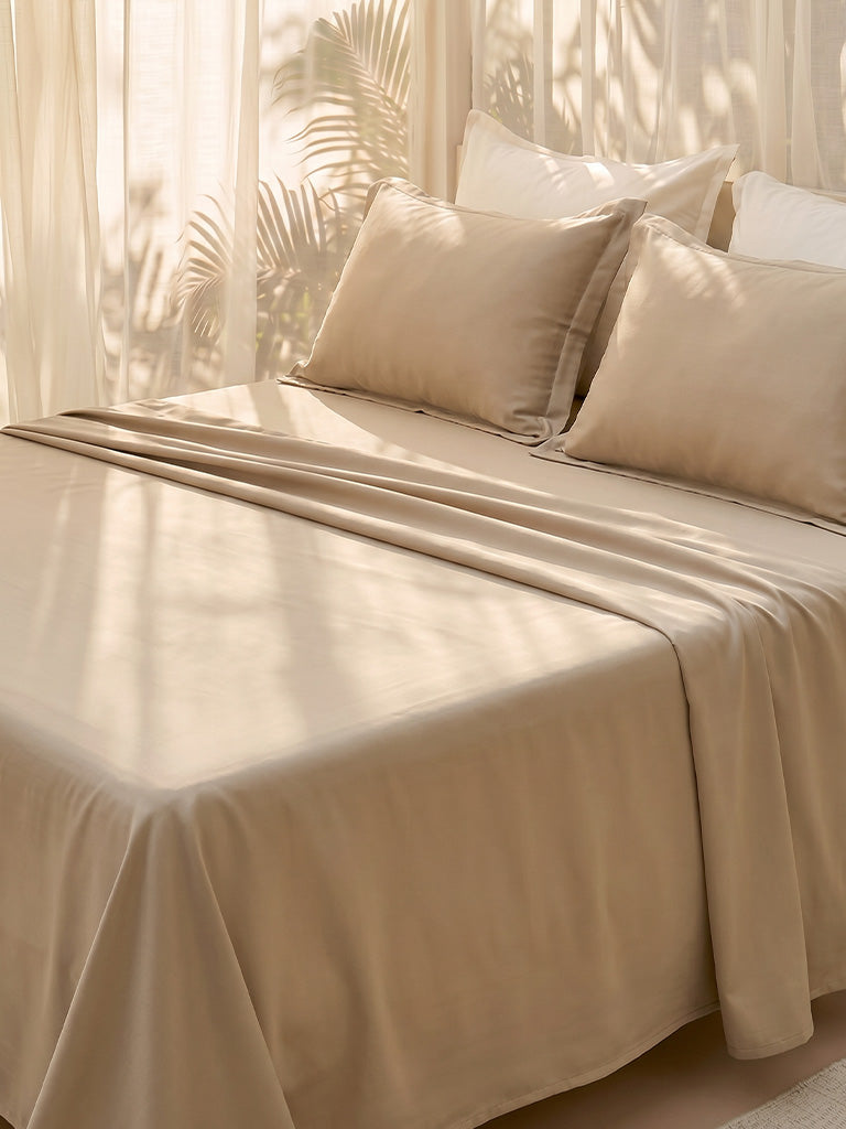 Westside Home Beige Solid King Bed Sheet Set