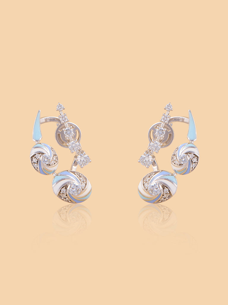Blue Swirl Lab Diamond Earrings