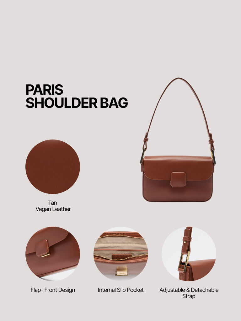 Pome Luxe Paris Flap Closure Leather Sling Bag