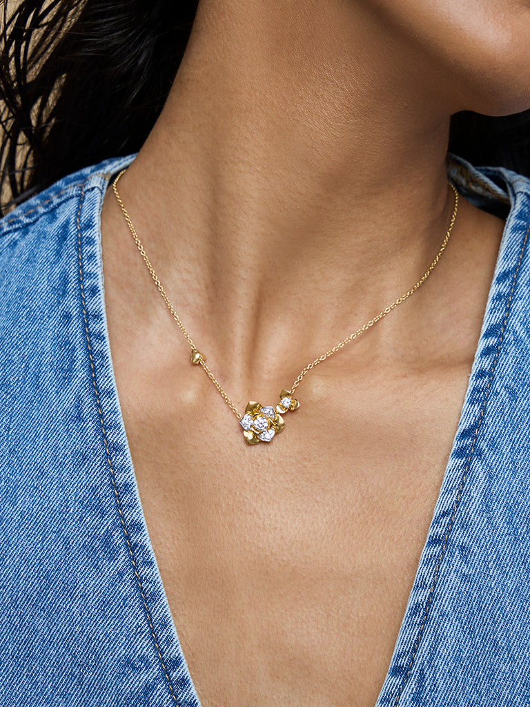 Gold Multilayer Rose Necklace