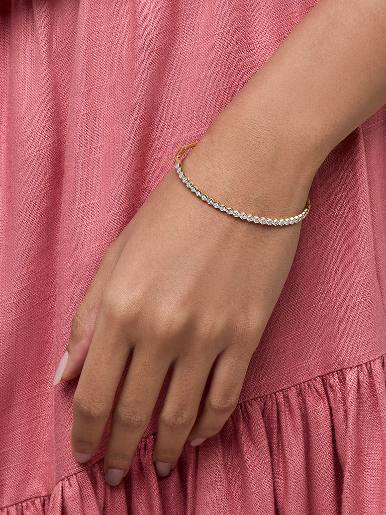 Gold Hexagon Linear Bracelet