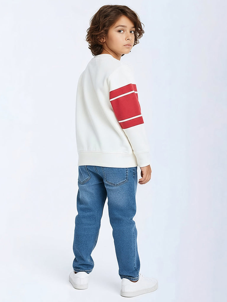 HOP Kids Boys Off-White Striped Cotton-Blend Sweatshirt