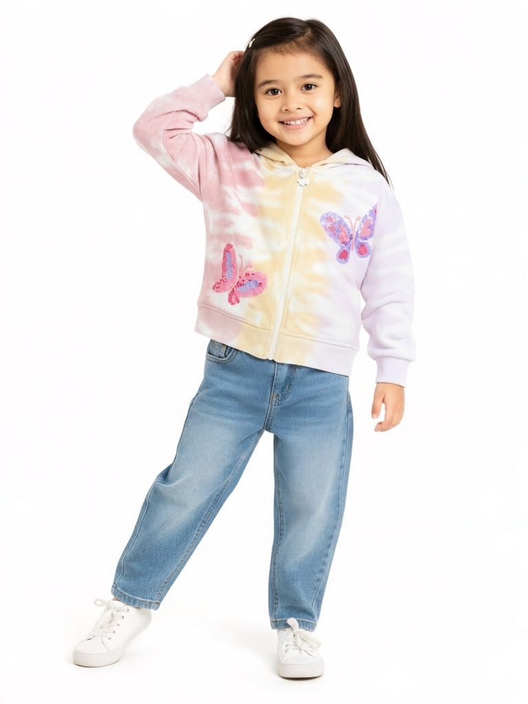 HOP Kids Girls Multicolour Tie-Dye Print Cotton-Blend Sweatshirt