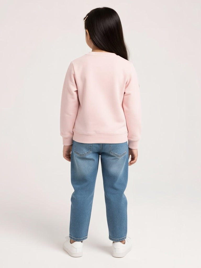 HOP Kids Girls Dusty Pink Embellished Cotton-Blend Sweatshirt