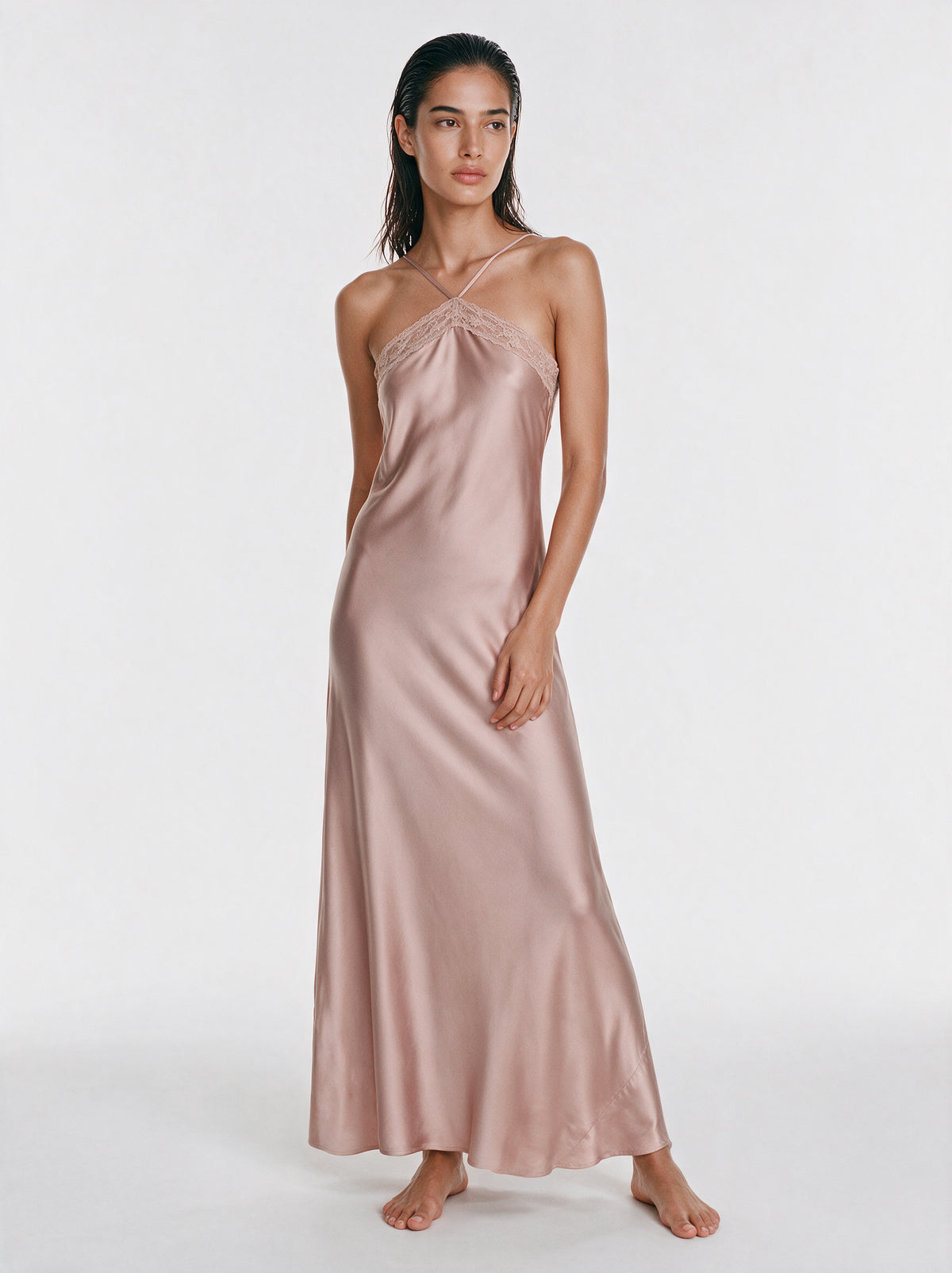 Luxury Satin Lace Slip Dress