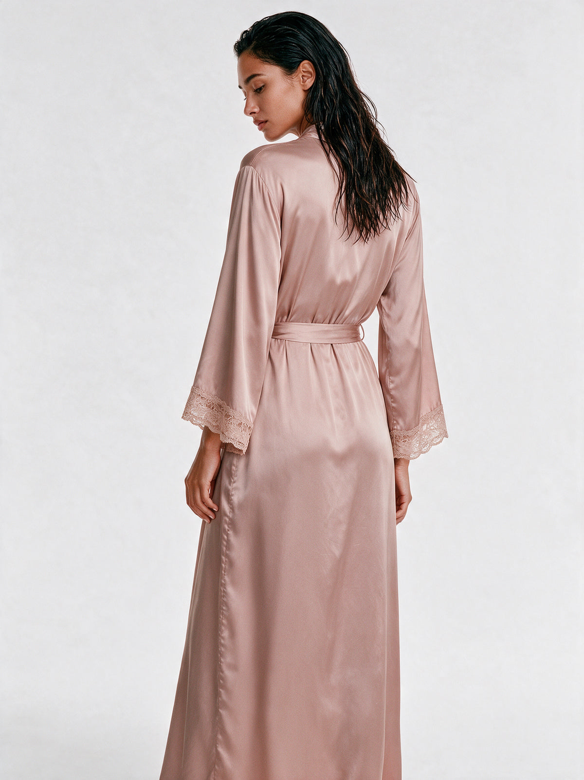 Luxury Satin Lace-Trim Robe