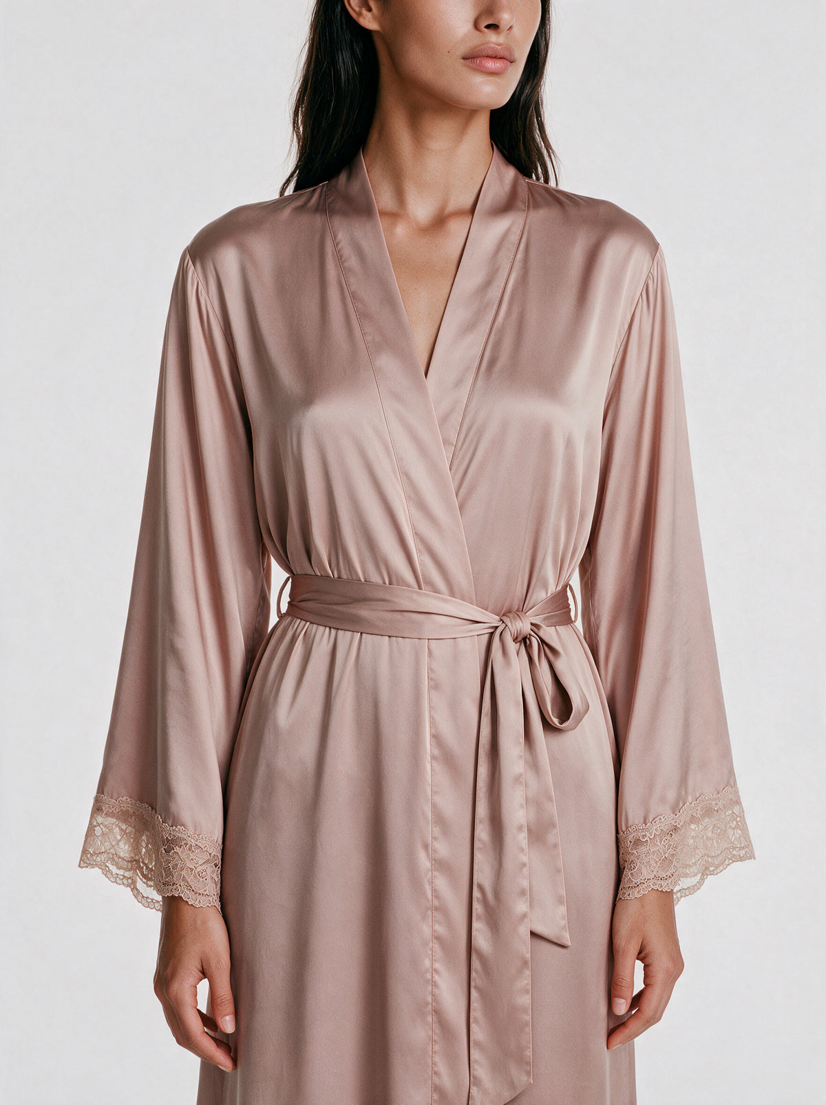 Luxury Satin Lace-Trim Robe