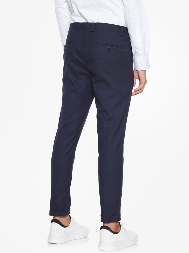 WES Formals Navy Carrot-Fit Trousers Back View