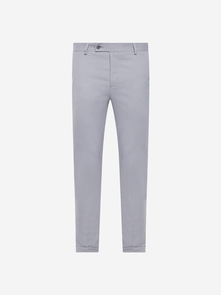 WES Formals Light Grey Carrot Fit Crop Trousers Product View