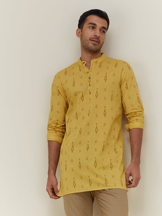 Kala by ETA Mustard Ethnic Printed Resort Fit Kurta
