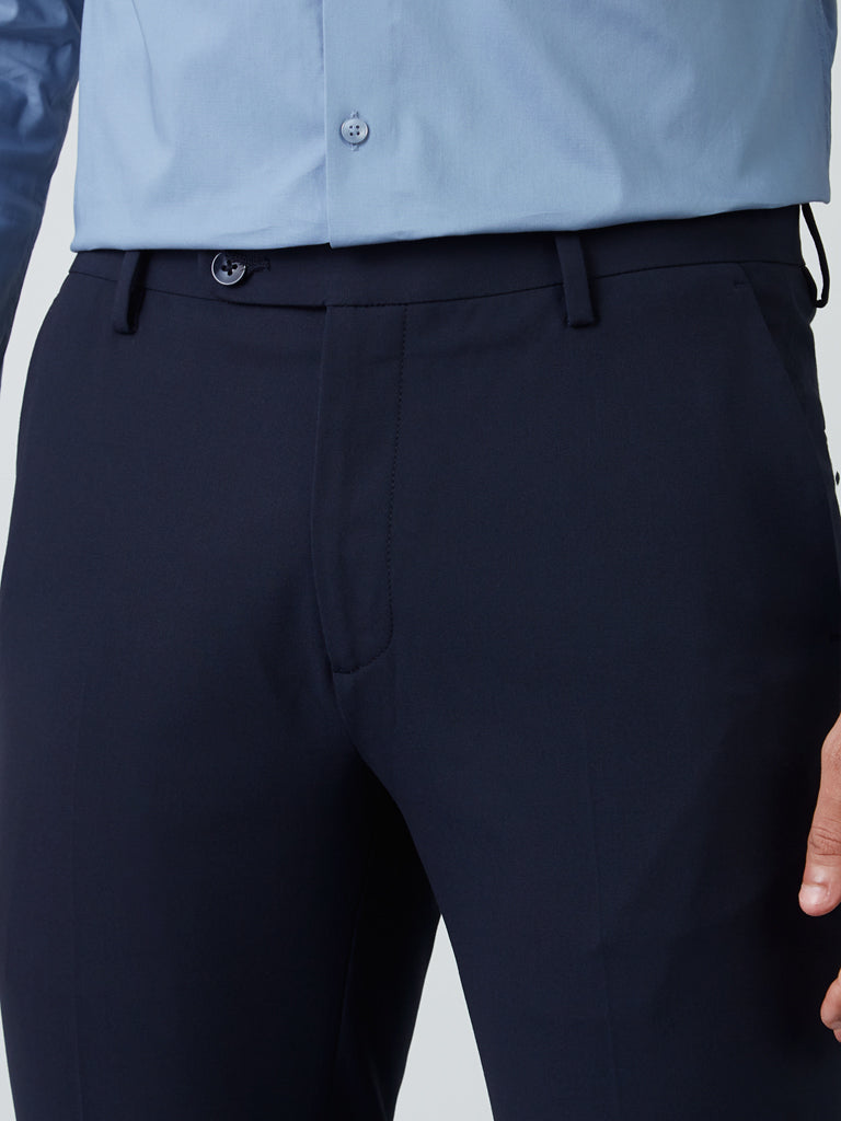 Westside WES Formals Men's Navy Slim-Fit Mid-Rise Trousers for Work Wear Zoomed View