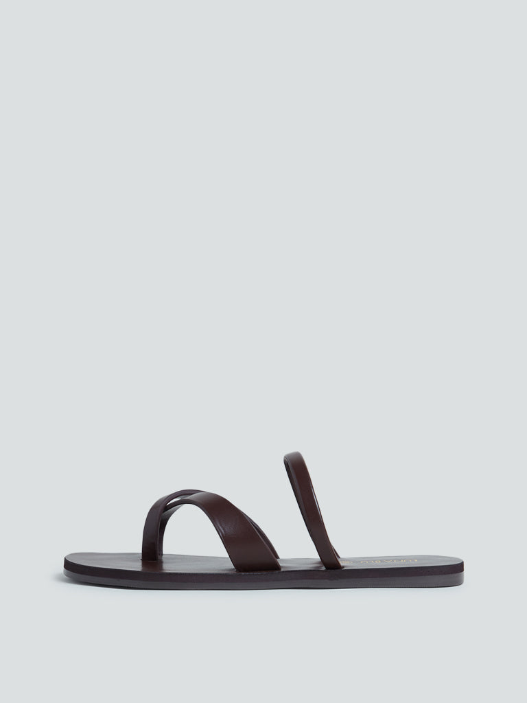 Westside Luna Blu Women's Tan Multi-Strap Sandals Side View