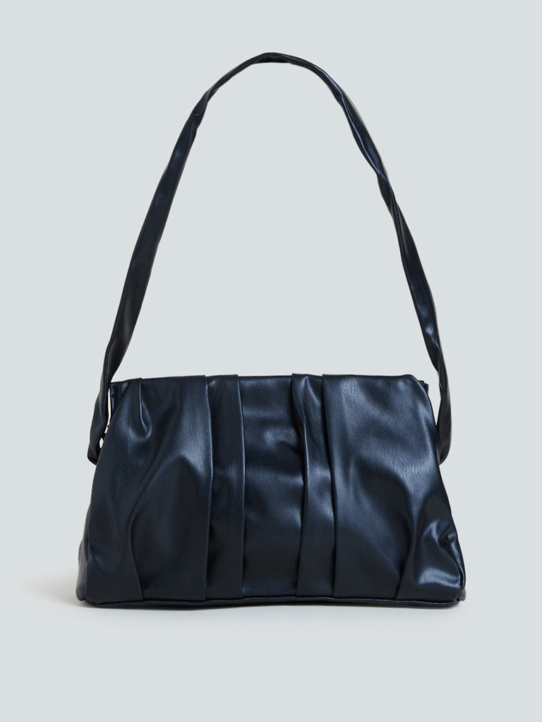 LOV Black Pleated Shoulder Bag