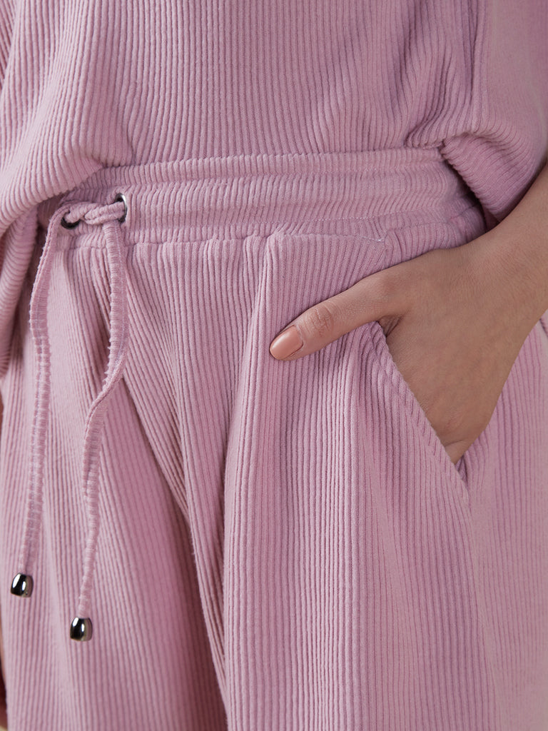 Wunderlove Pink Textured Ribbed Shorts