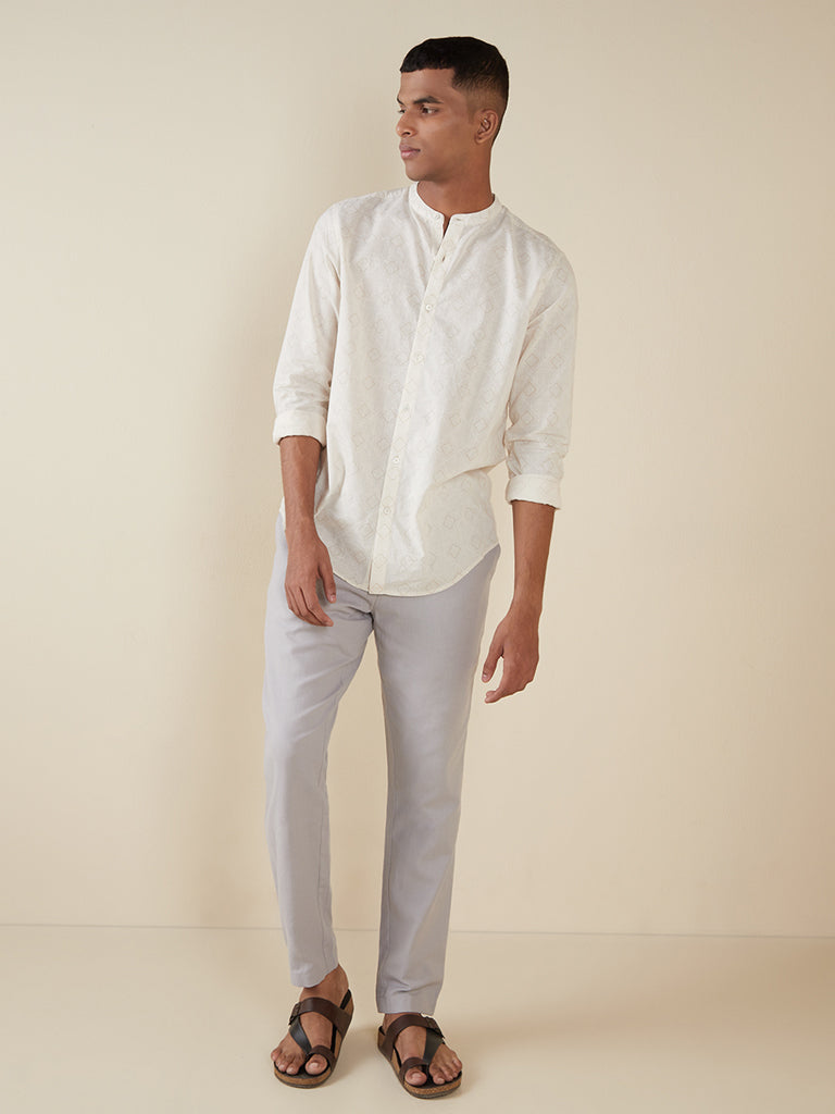 Westside ETA Men's Teal Cotton-Blend Slim-Fit Mid-Rise Chinos for Casual Wear Full View